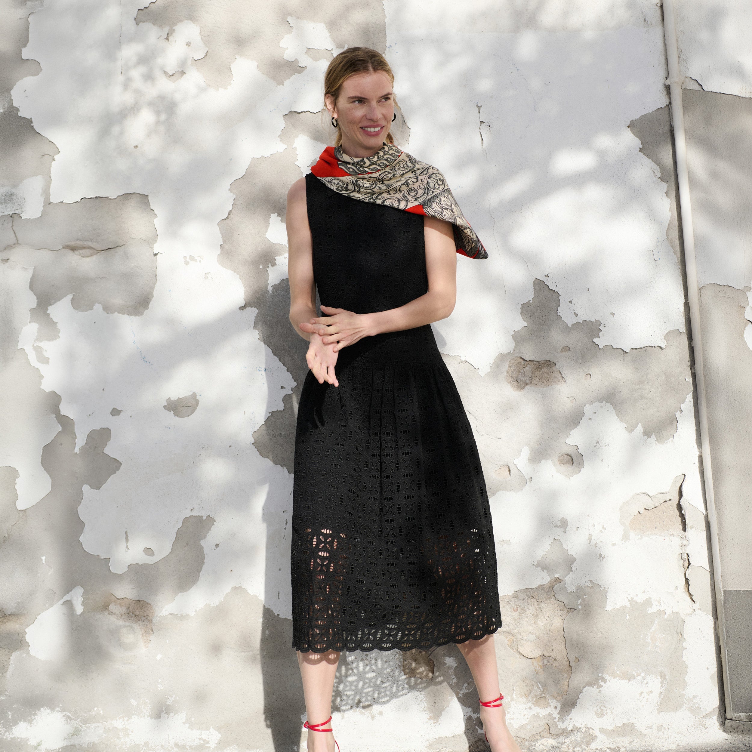 linen dress shop Embroidered Floral Linen Midi Dress | Cute Dresses main image 1