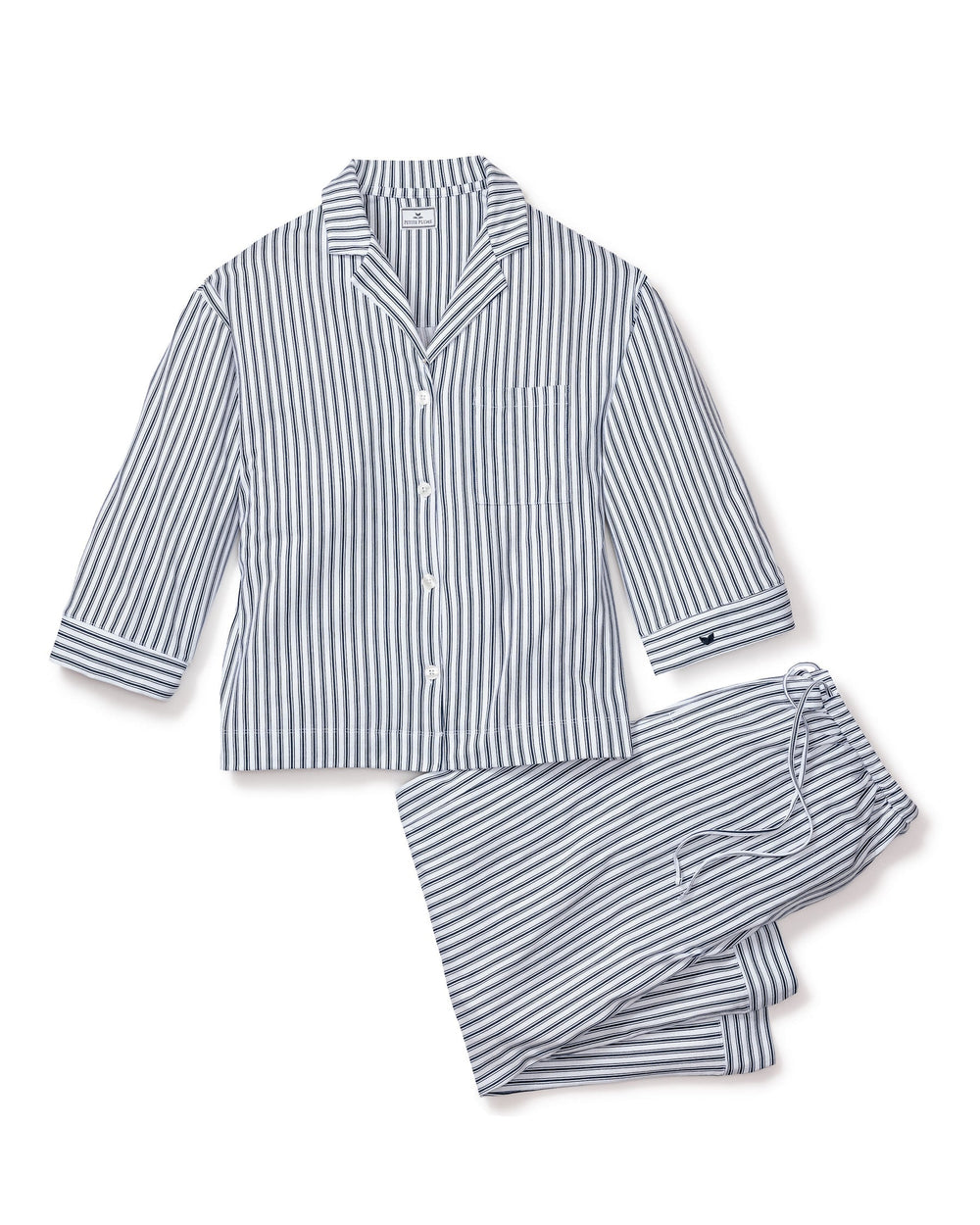 Striped pajama set on a white background