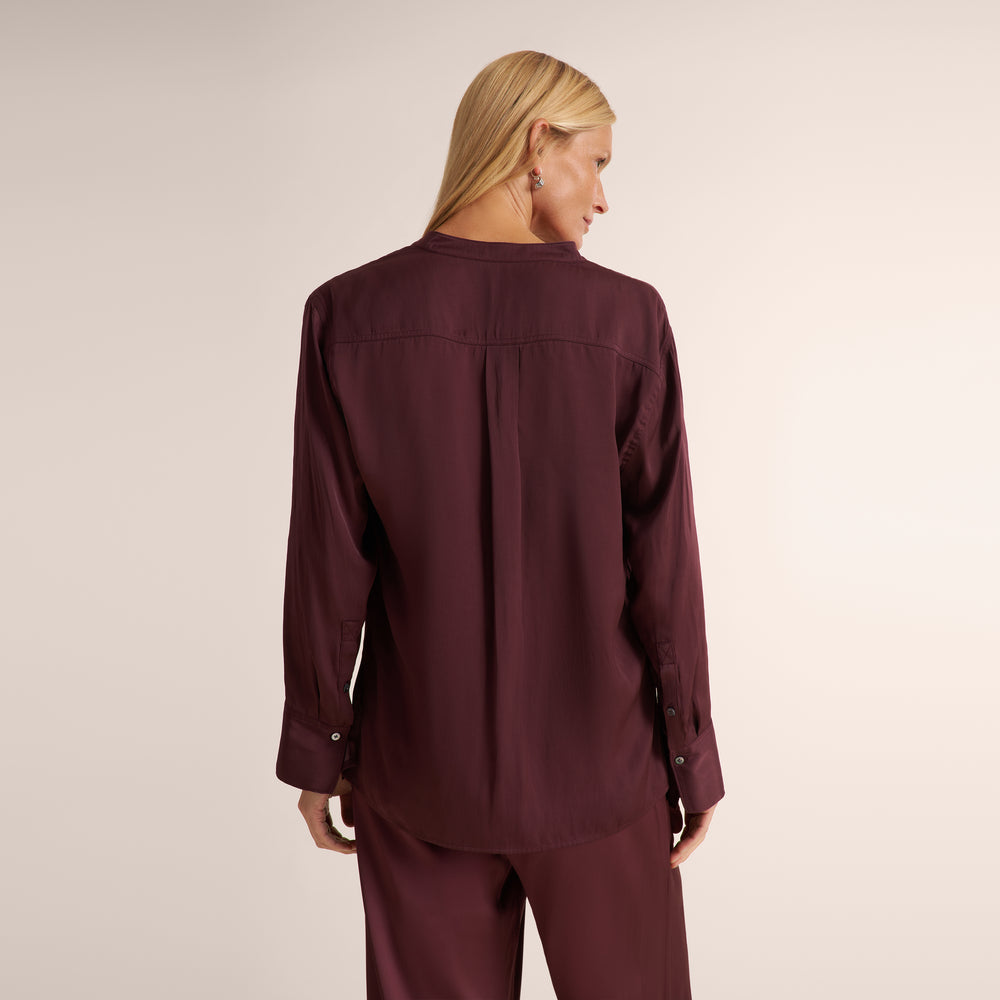 Juliette V-Neck Top - Eco Drape :: Aubergine