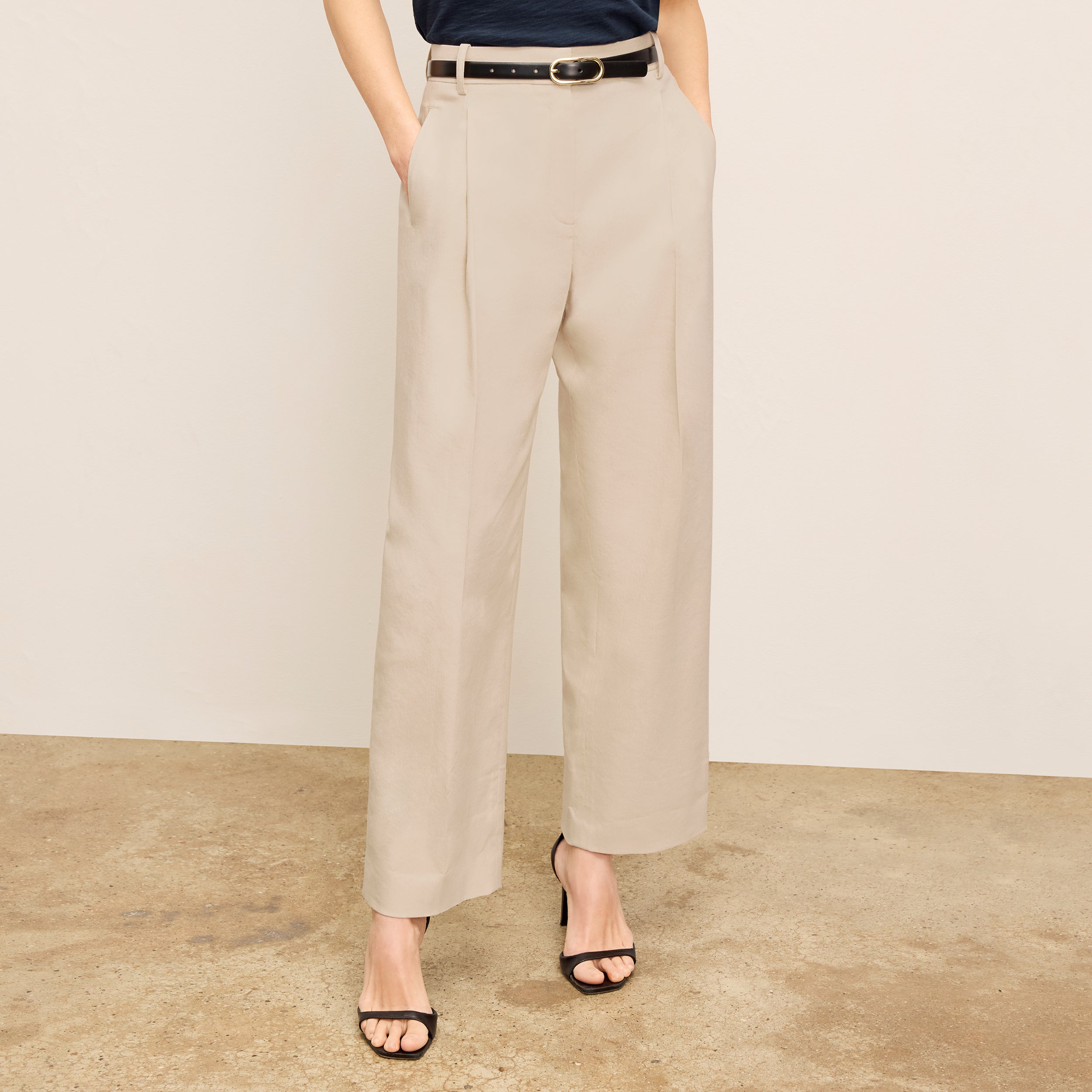 YANTOR cotton 46%, linen 54% マックパンツ YANTOR（ヤントル）の「YANTOR Cotton Linen Wool 2 Tuck Wide Pants