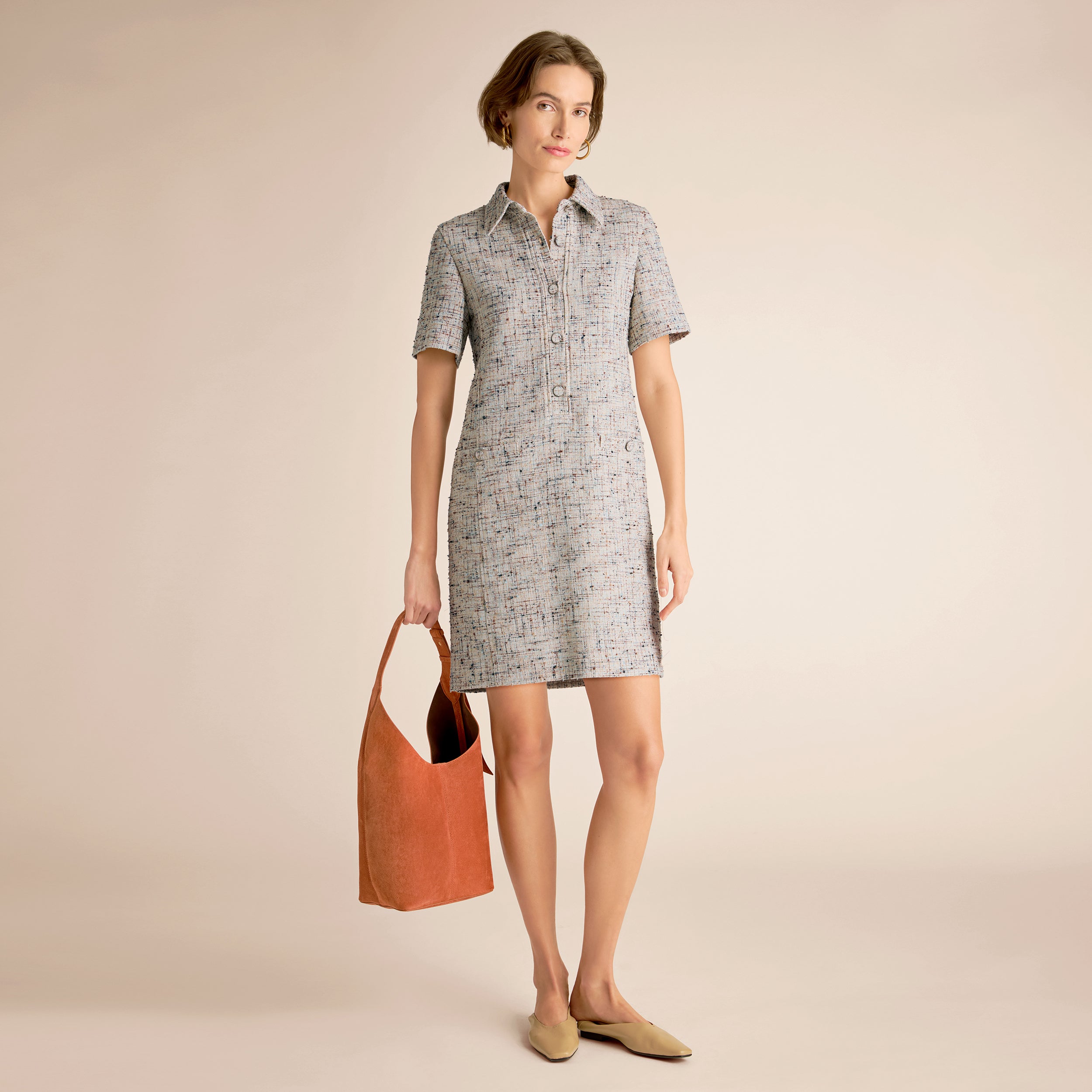 Asia Shirt Dress - Confetti Slub :: Ivory/Blue Multi, XS Asia Shirt Dress - Confetti Slub :: Ivory/Blue Multi, XS