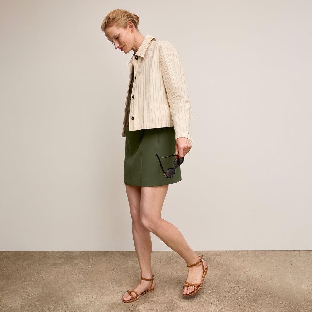Front image of a woman wearing
The Carolina Dress-Flex Suiting :: Bright Olive