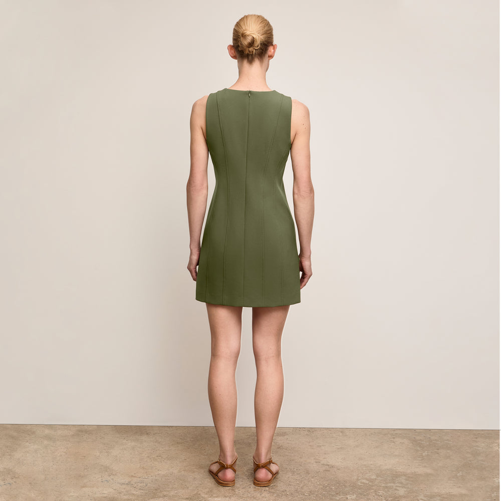Backimage of a woman wearing
The Carolina Dress-Flex Suiting :: Bright Olive