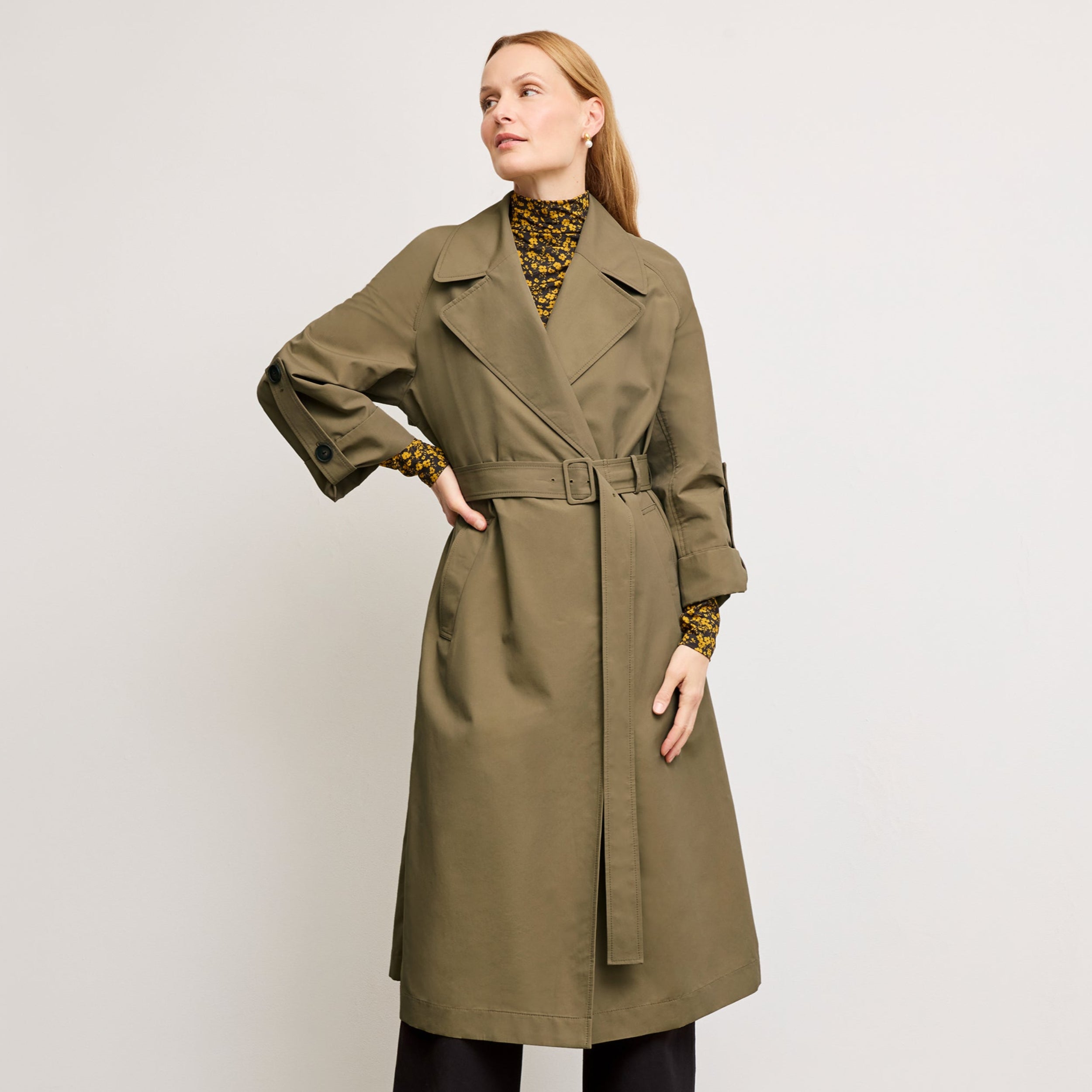 Curtis Statement Trench :: Bancha Green – M.M.LaFleur