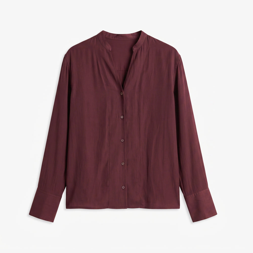 Juliette V-Neck Top - Eco Drape :: Aubergine