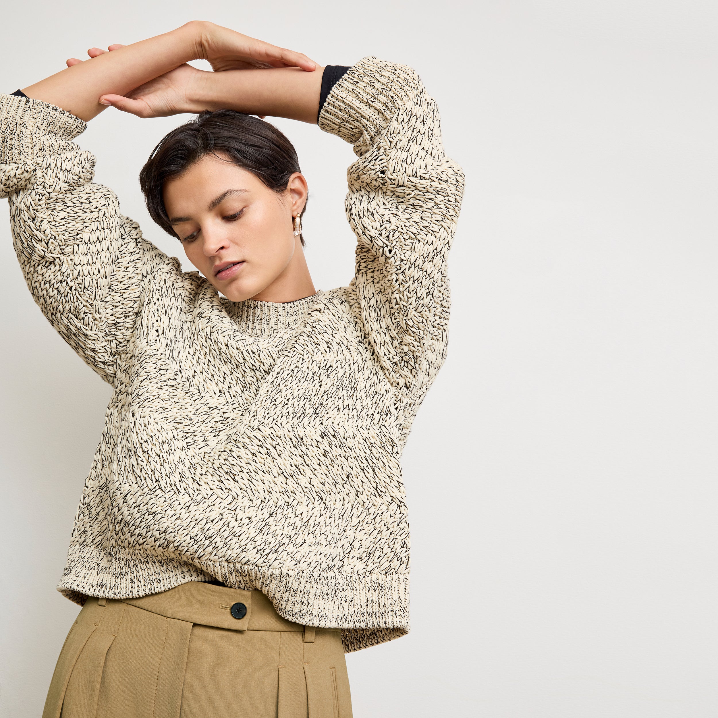 Kiki Crewneck Sweater - Marl Knit :: Ivory/Black – M.M.LaFleur