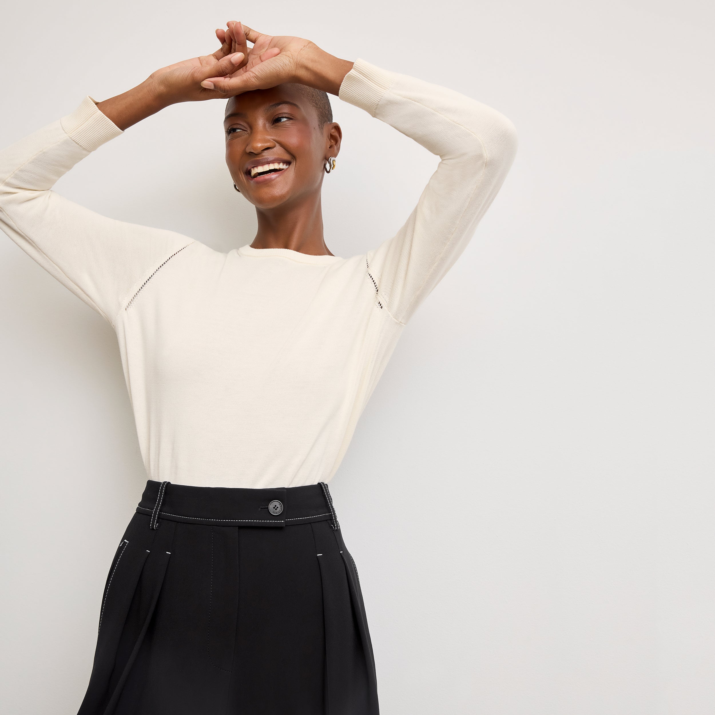 Larissa Pointelle Sweater - 365 Cotton Silk Knit :: Ivory – M.M.