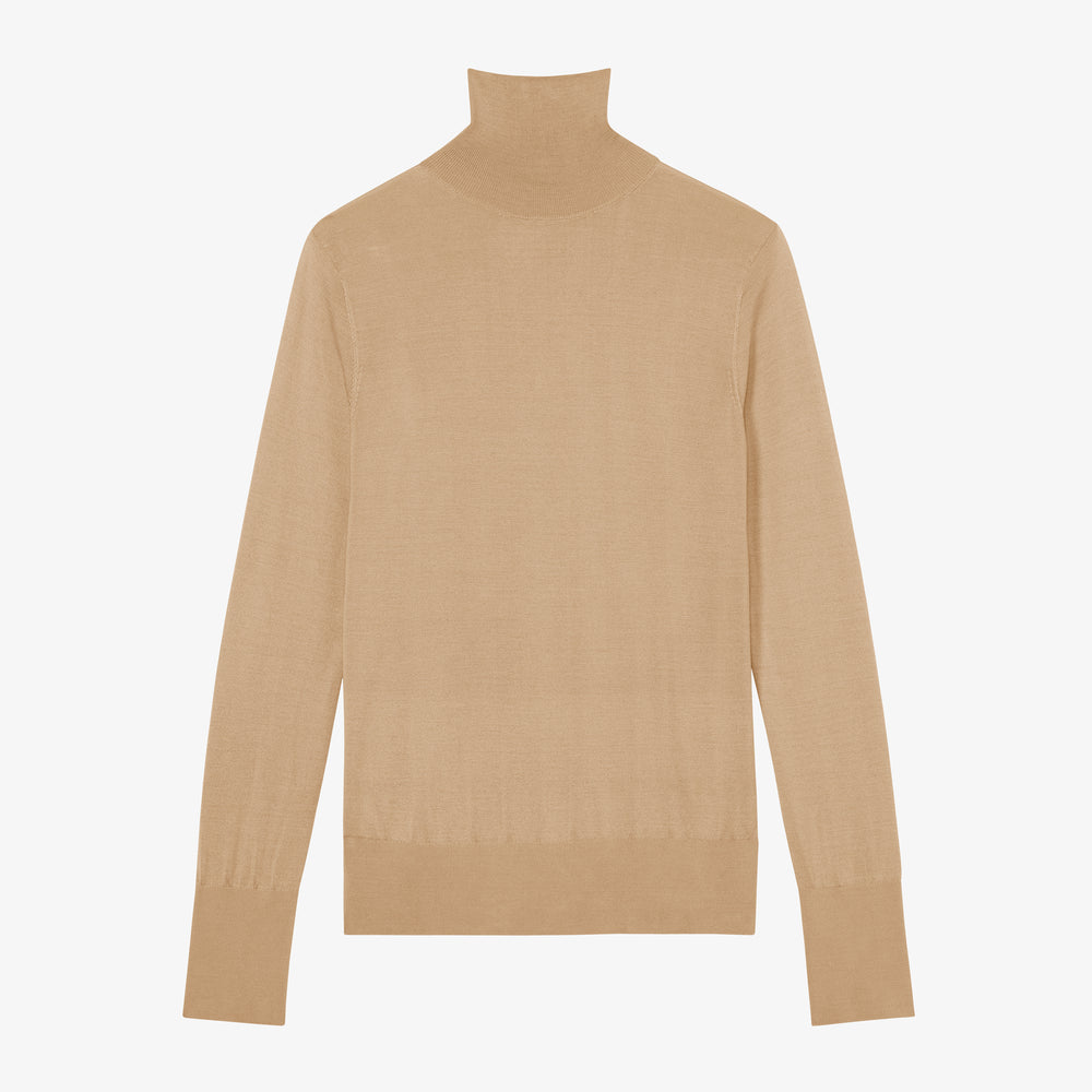packshot image of the elizabeth turtleneck in camel