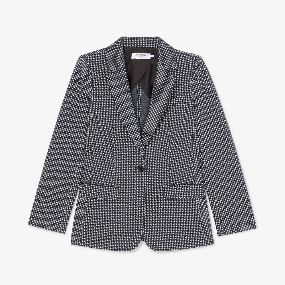 packshot image of the yiyan jacket in stretch houndstooth