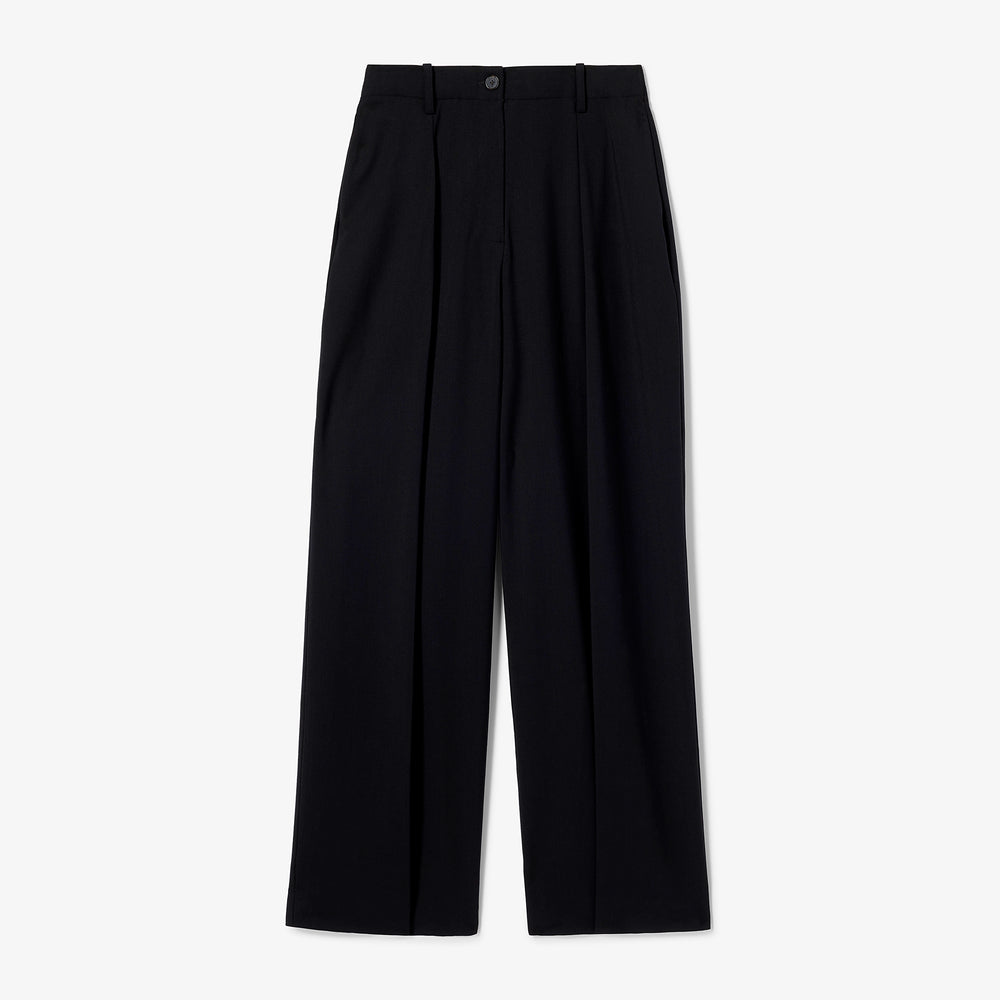 Zuri Pleated Trouser - Italian Wool Twill :: Black