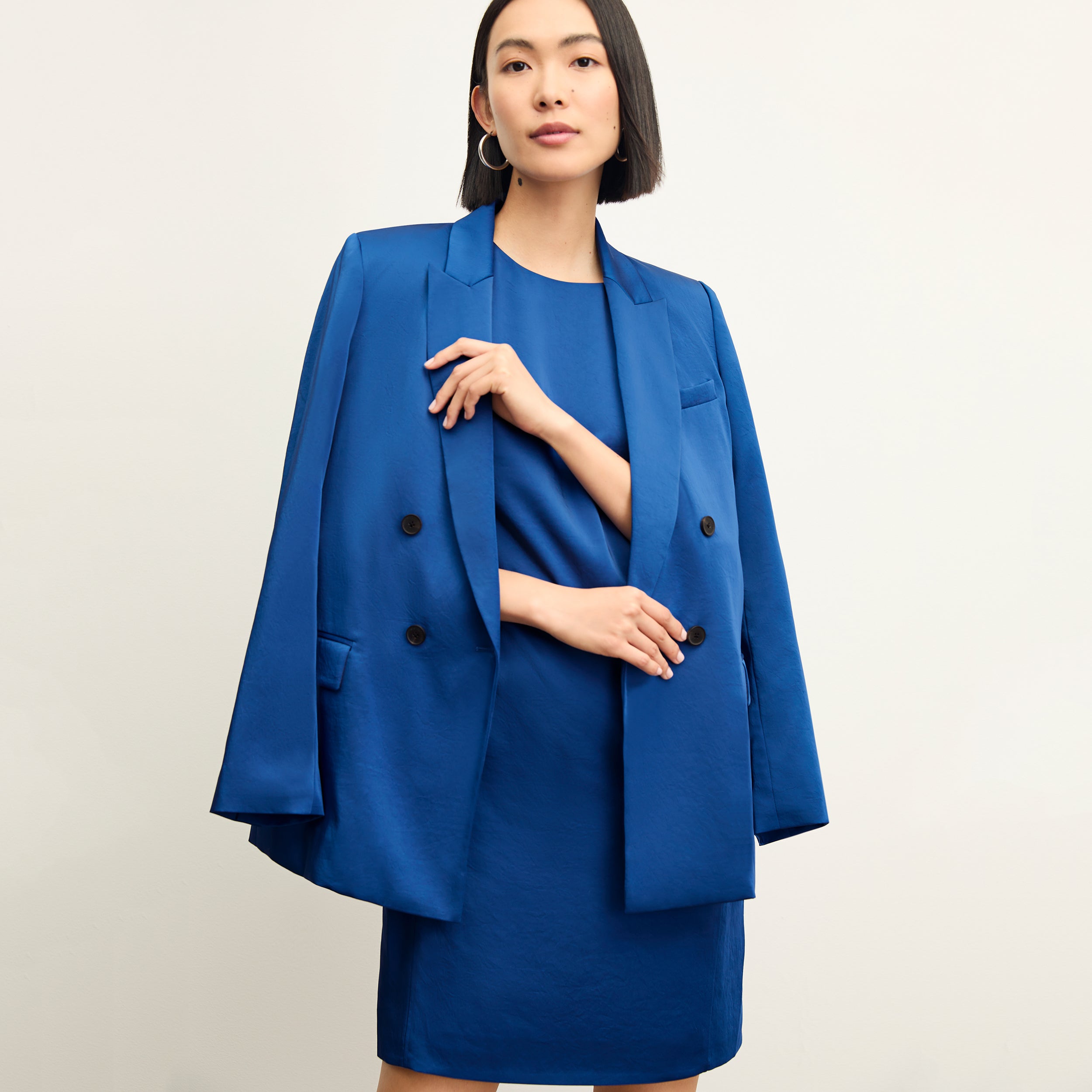 O'Hara Jacket - Everyday Satin :: Sapphire – M.M.LaFleur