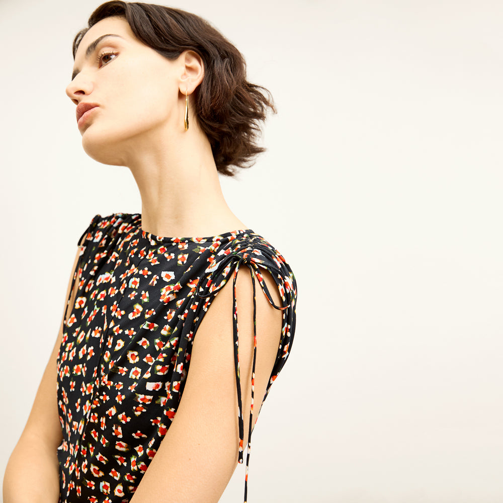 detail image of the sleeve of the aisling dress in kaleidoscope print