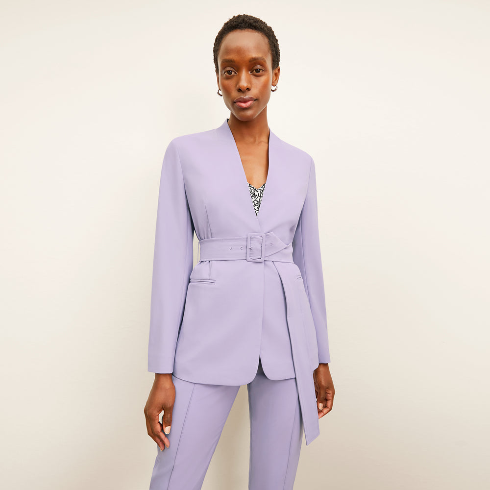 Front image of a woman wearing the Twidwell Blazer