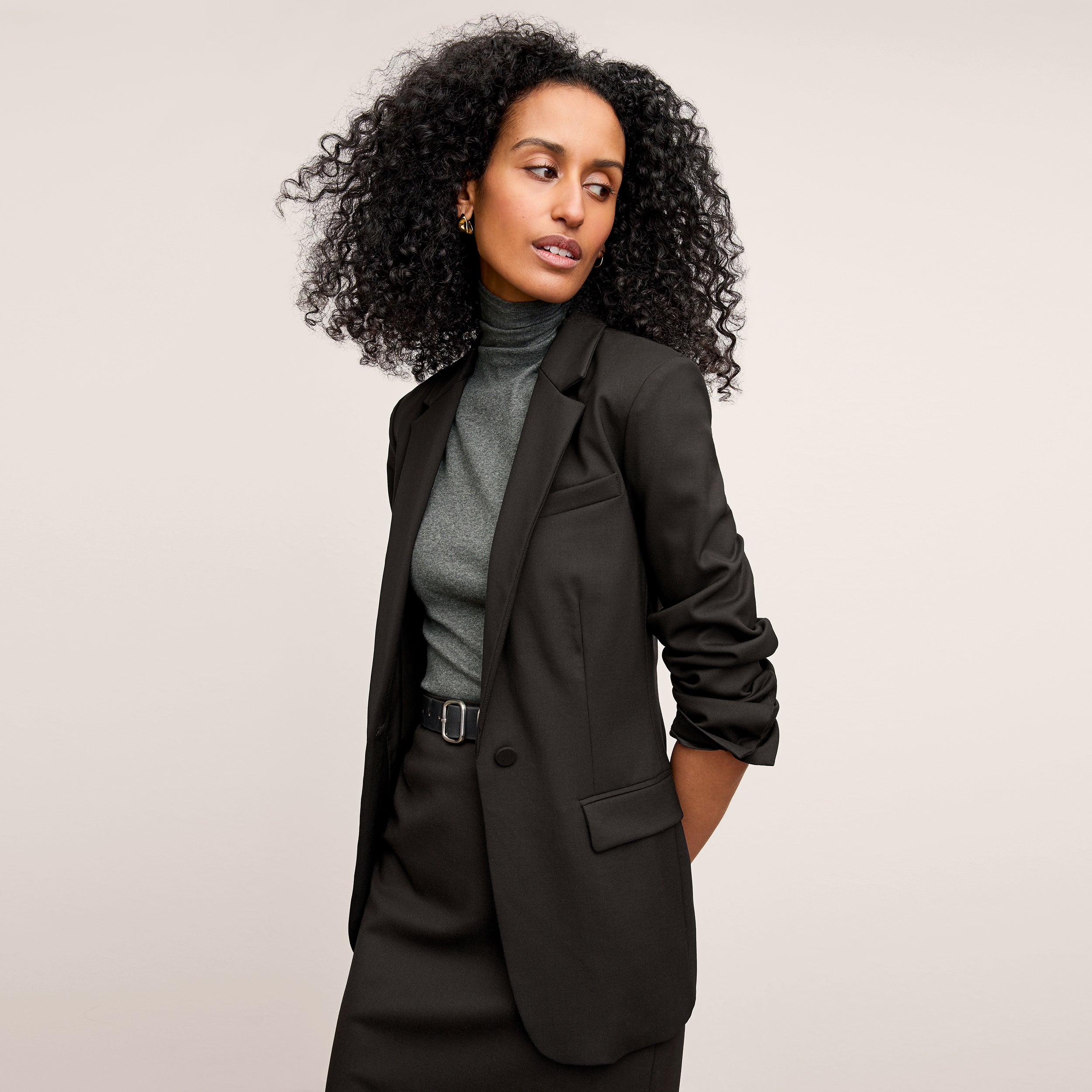 Yiyan Classic Blazer Italian Wool Twill :: Black –