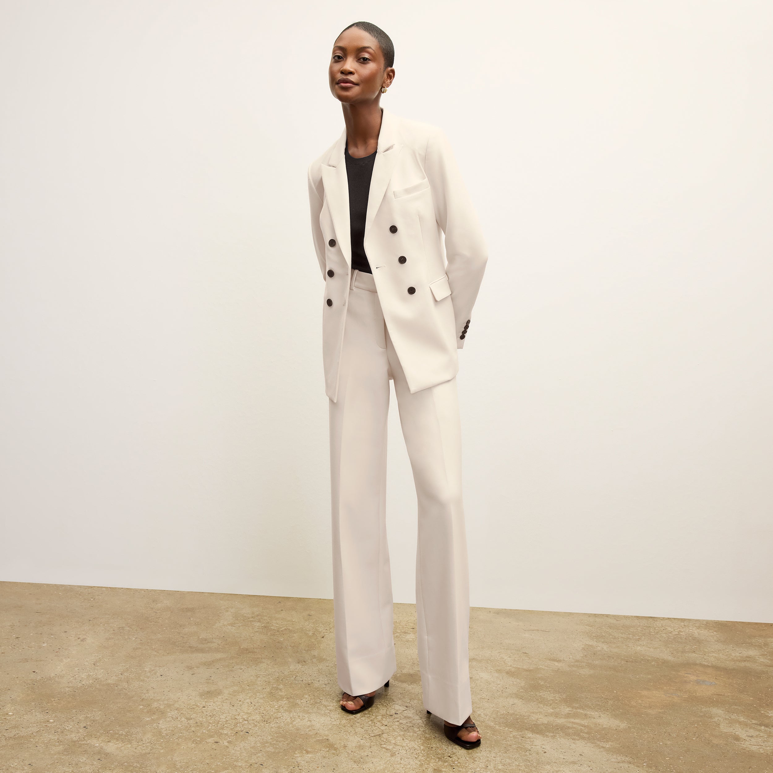 Kati Double-Breasted Blazer - Luxe Flex Suiting :: Ivory – M.M.LaFleur