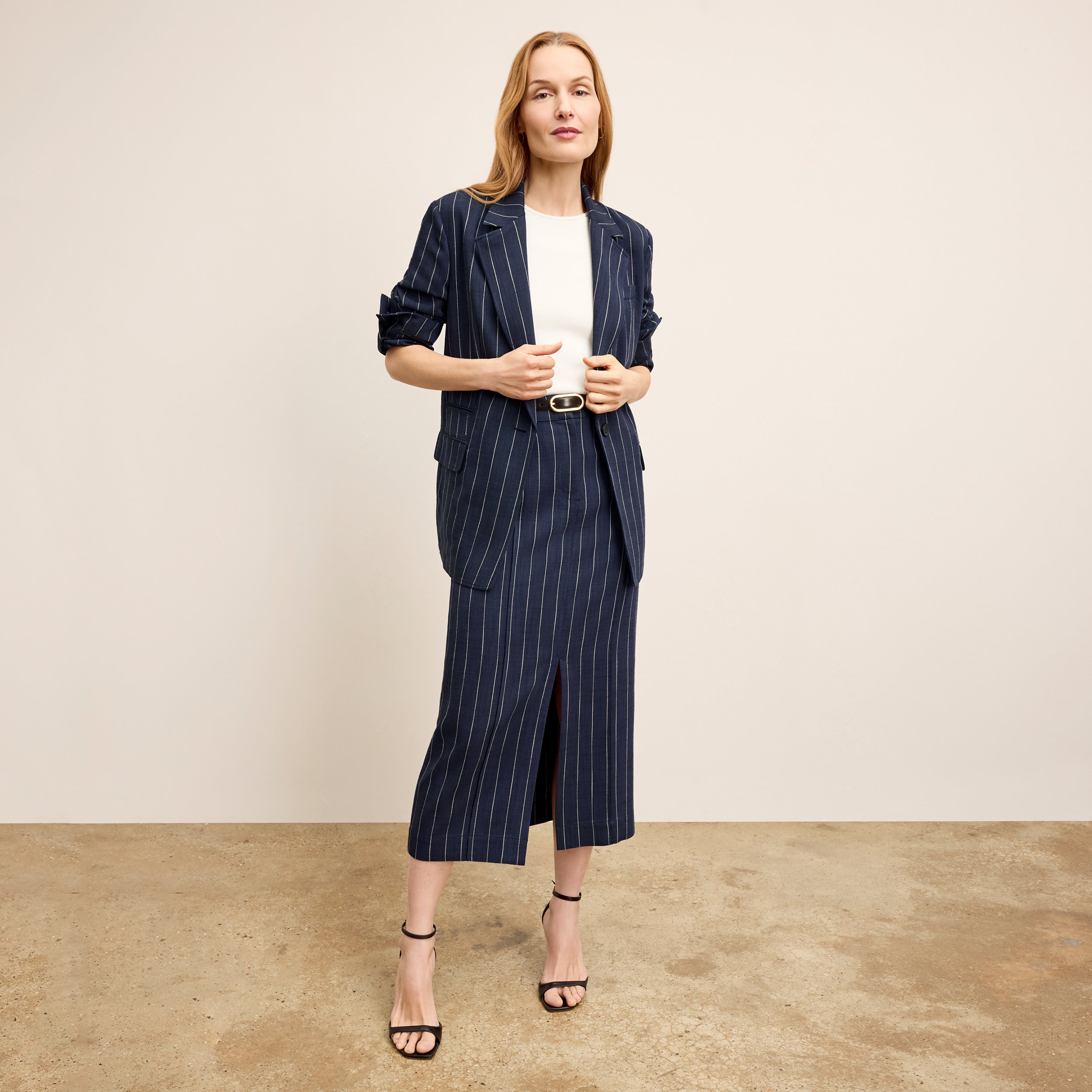Teddy Breeze Jacket - Woven Pinstripe :: Navy/Ivory – M.M.LaFleur