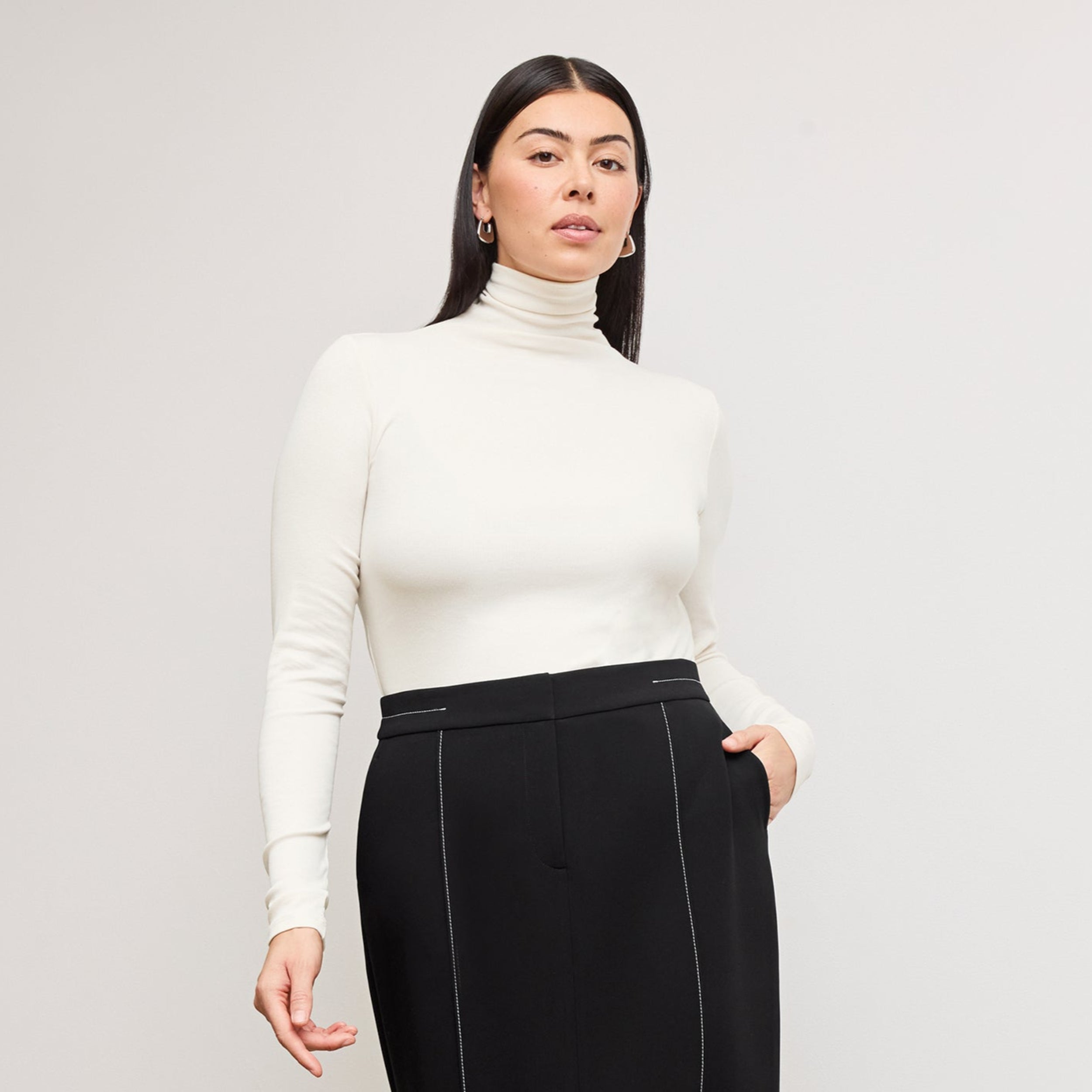 Axam Layering Turtleneck Organic Ribbed Pima Cotton :: Ivory