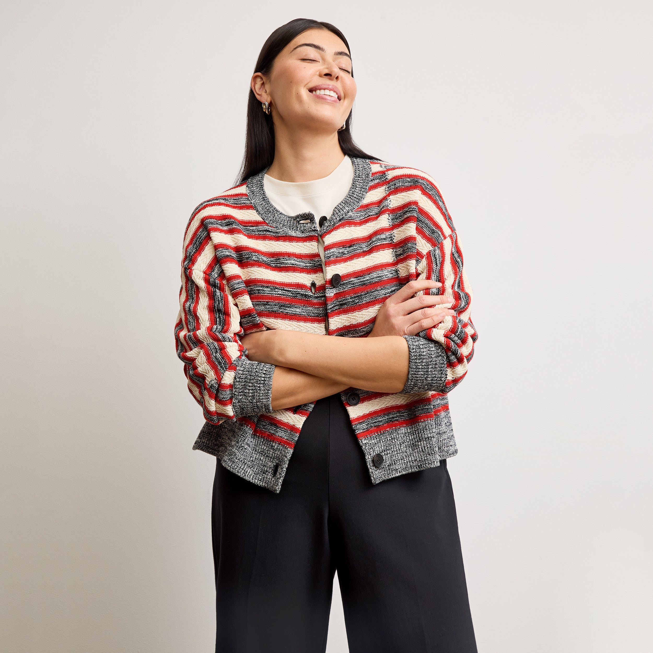 Miriam Oversized Cardigan - Multi Knit :: Sunset Stripe – M.M.LaFleur