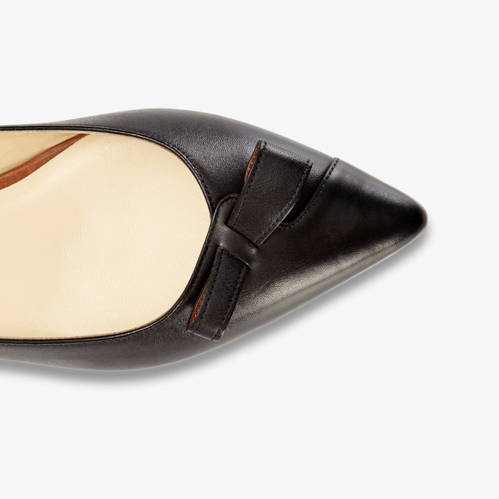 image of the natalie flat in black vachetta
