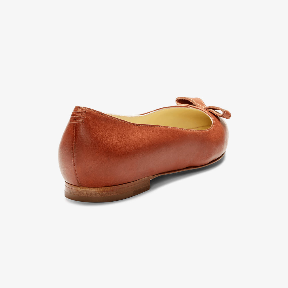image of the natalie flat in saddle vachetta