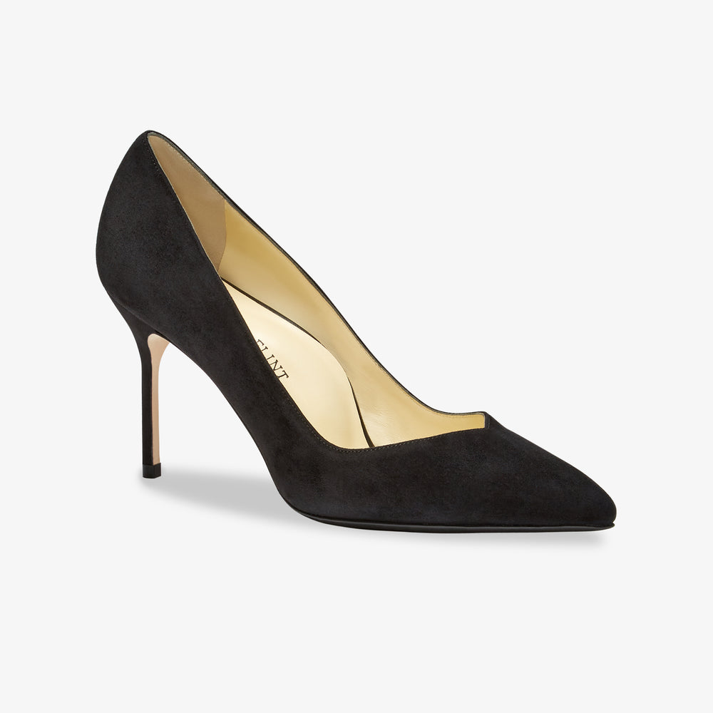 image of the perfect pump in black suede