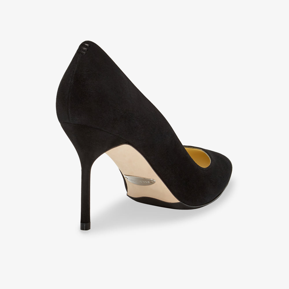 image of the perfect pump in black suede