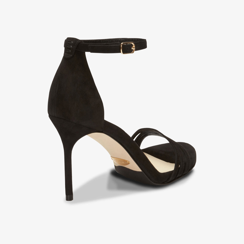 image of the perfect sandal in black suede