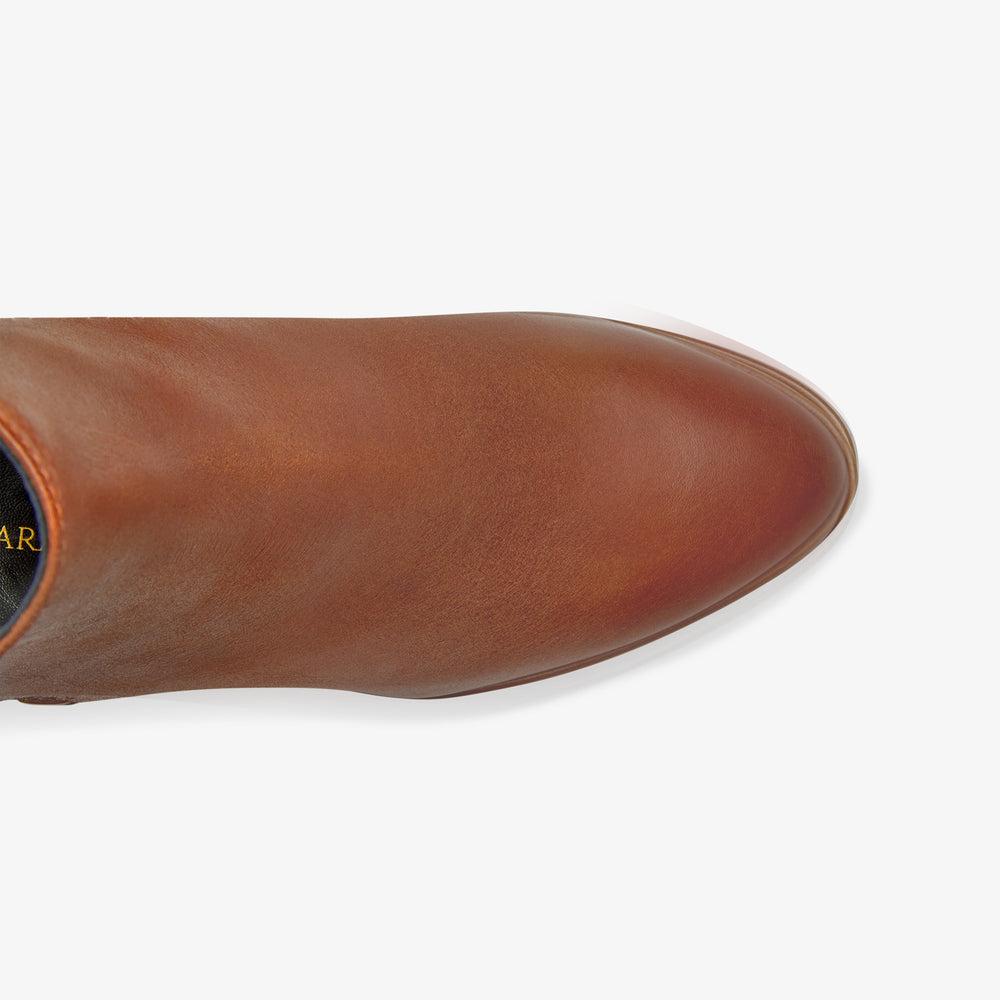 image of the perfect zip bootie in saddle vachetta