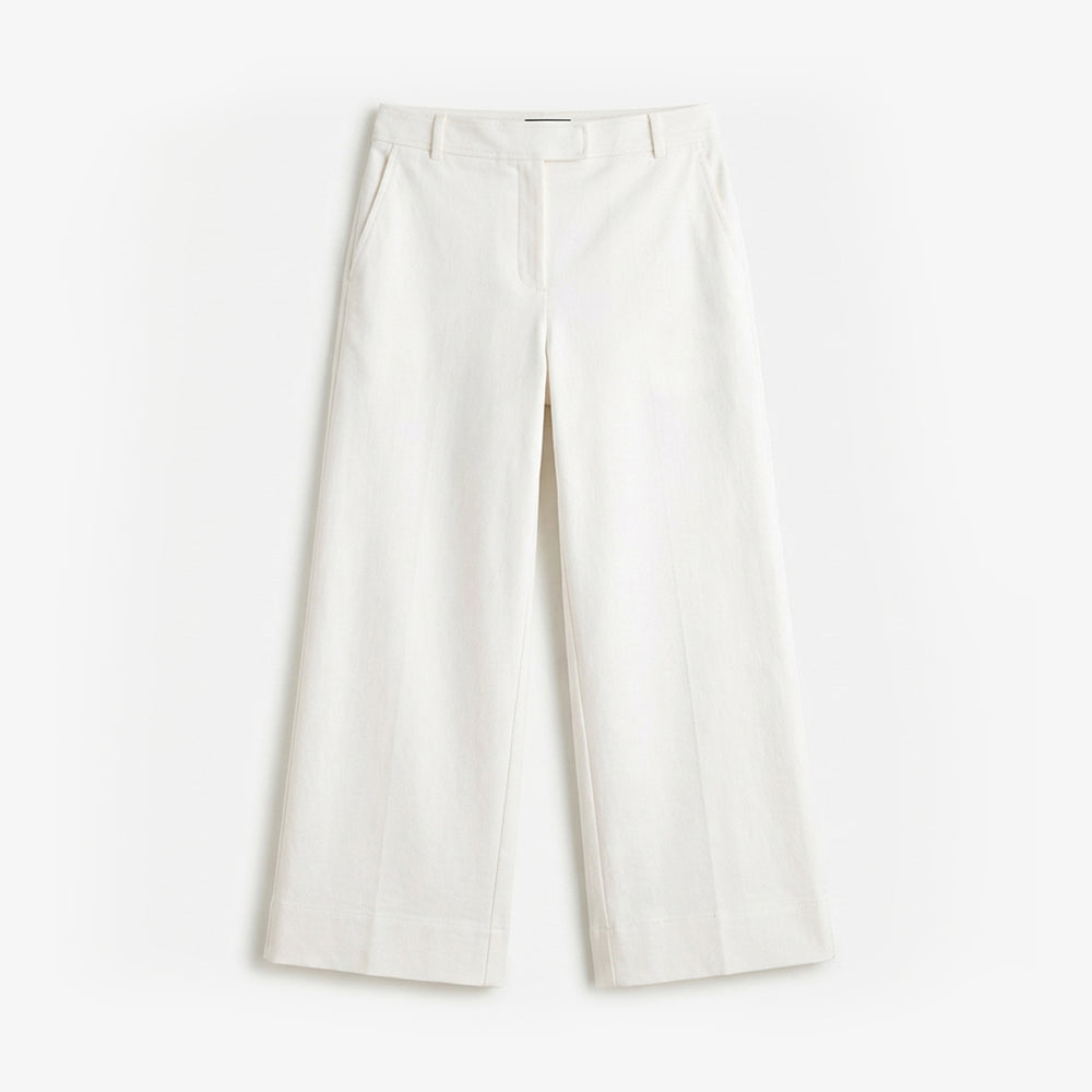 White wide-leg pants on a white background