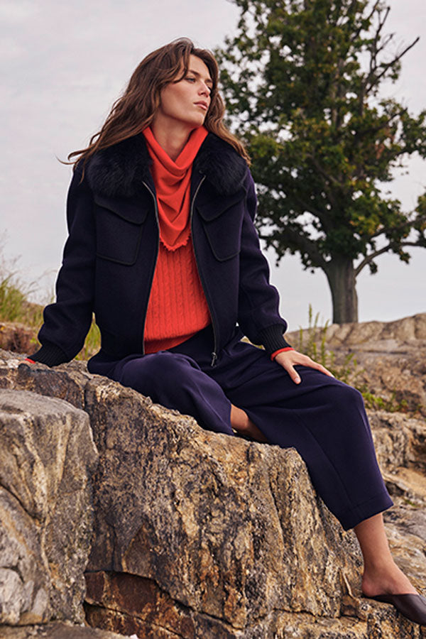 Giselle Cable Sweater - Cashmere :: Spiced Cherry