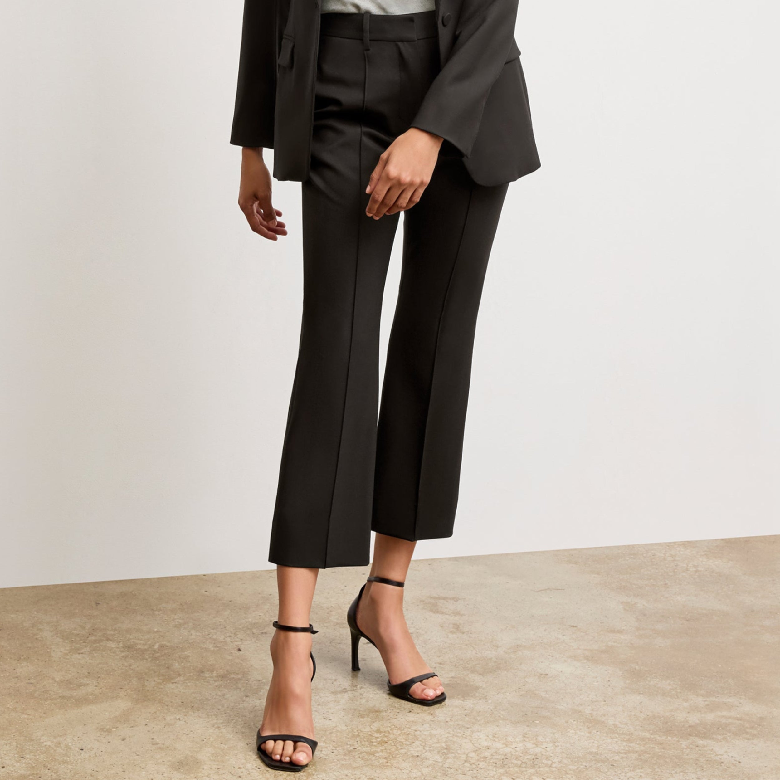 Tessa Kick Flare Trouser - Italian Wool Twill :: Black – M.M.LaFleur