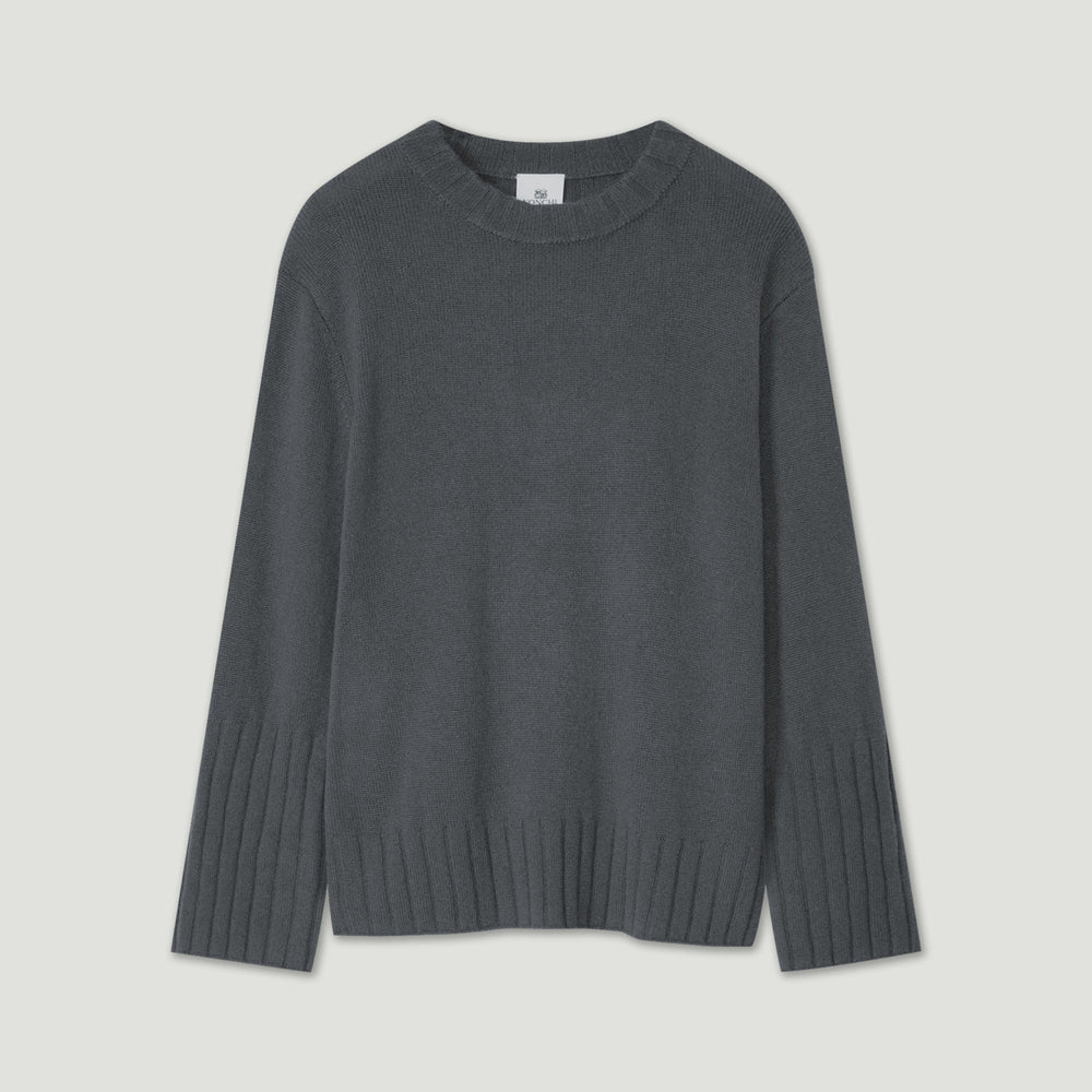 Dark gray sweater on a light gray background