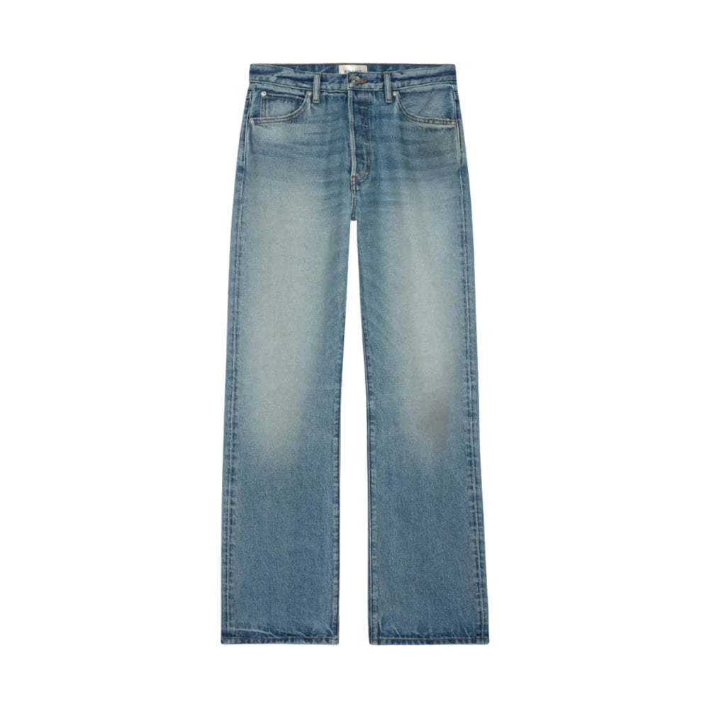 Pair of blue jeans on a white background