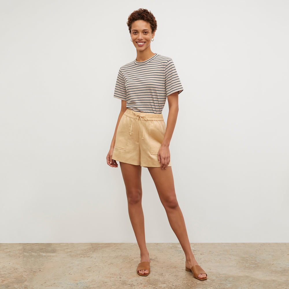 Front image of a woman wearing the Adina Short - Everyday Twill in Butter