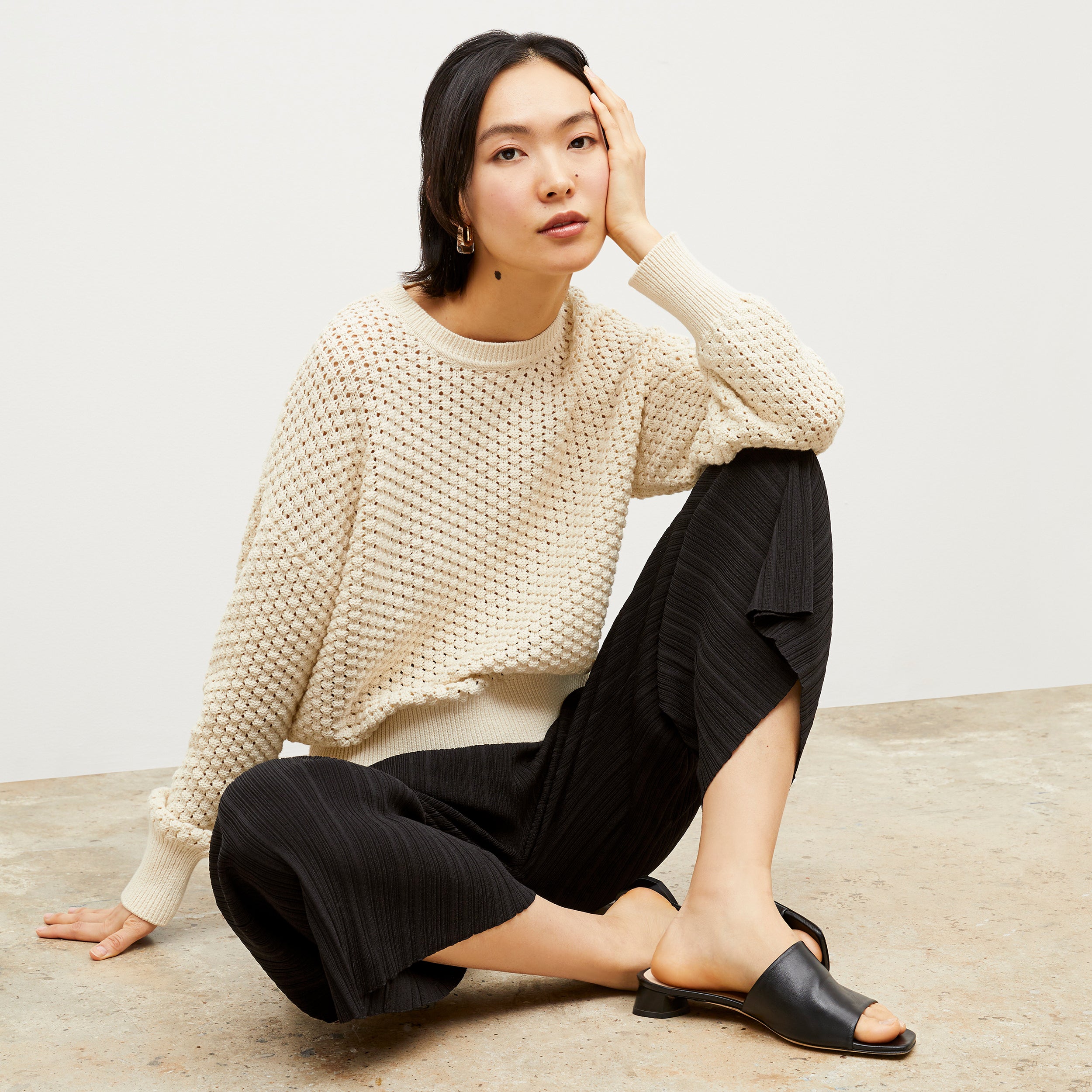 Liam Sweater - Popcorn Knit :: Coconut