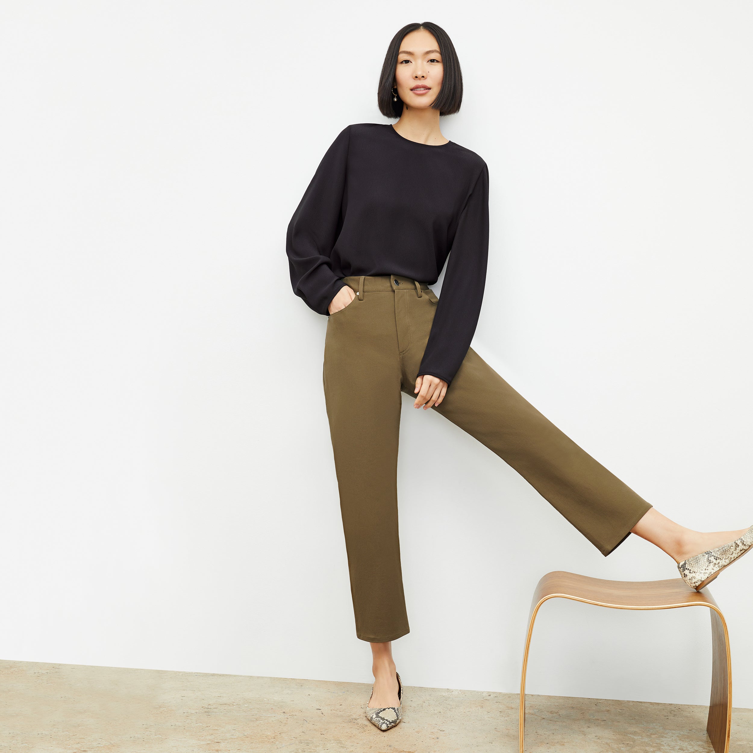 Ombre Stripe Carrie Top - Taupe/White