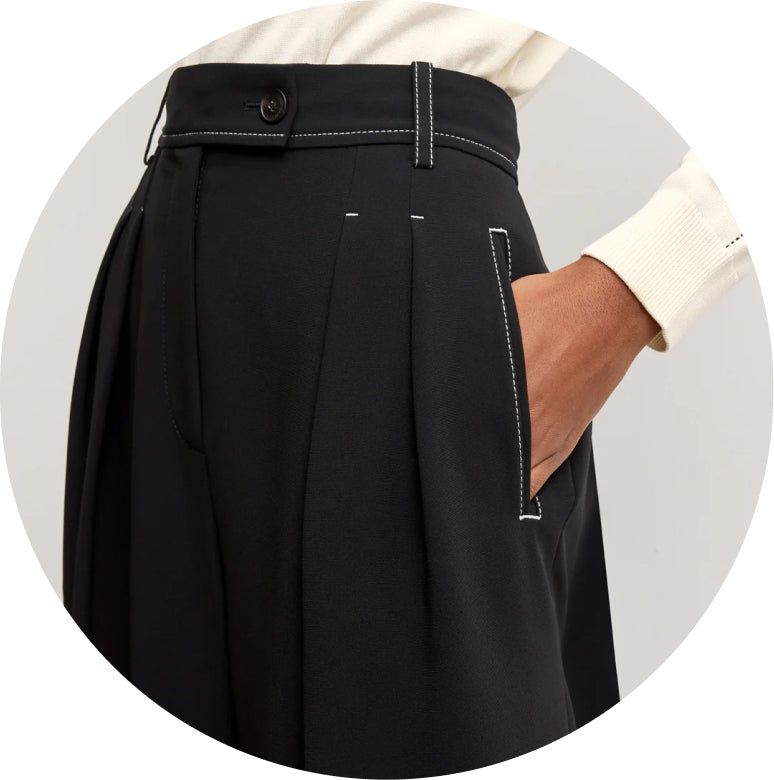 Bia trouser, pleat construction