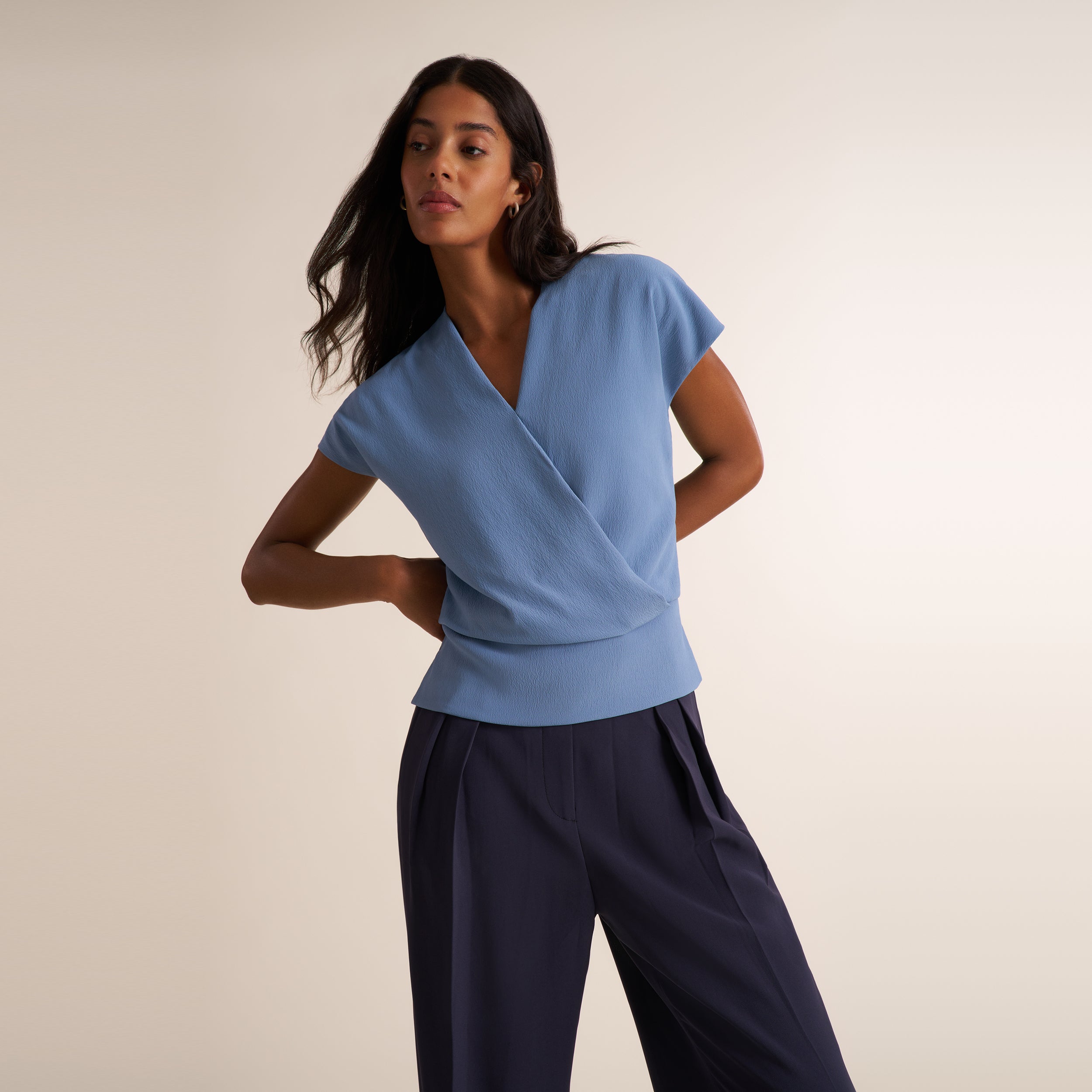 Antonia Faux Wrap Top - Eco Soft Wave :: Soft Harbor