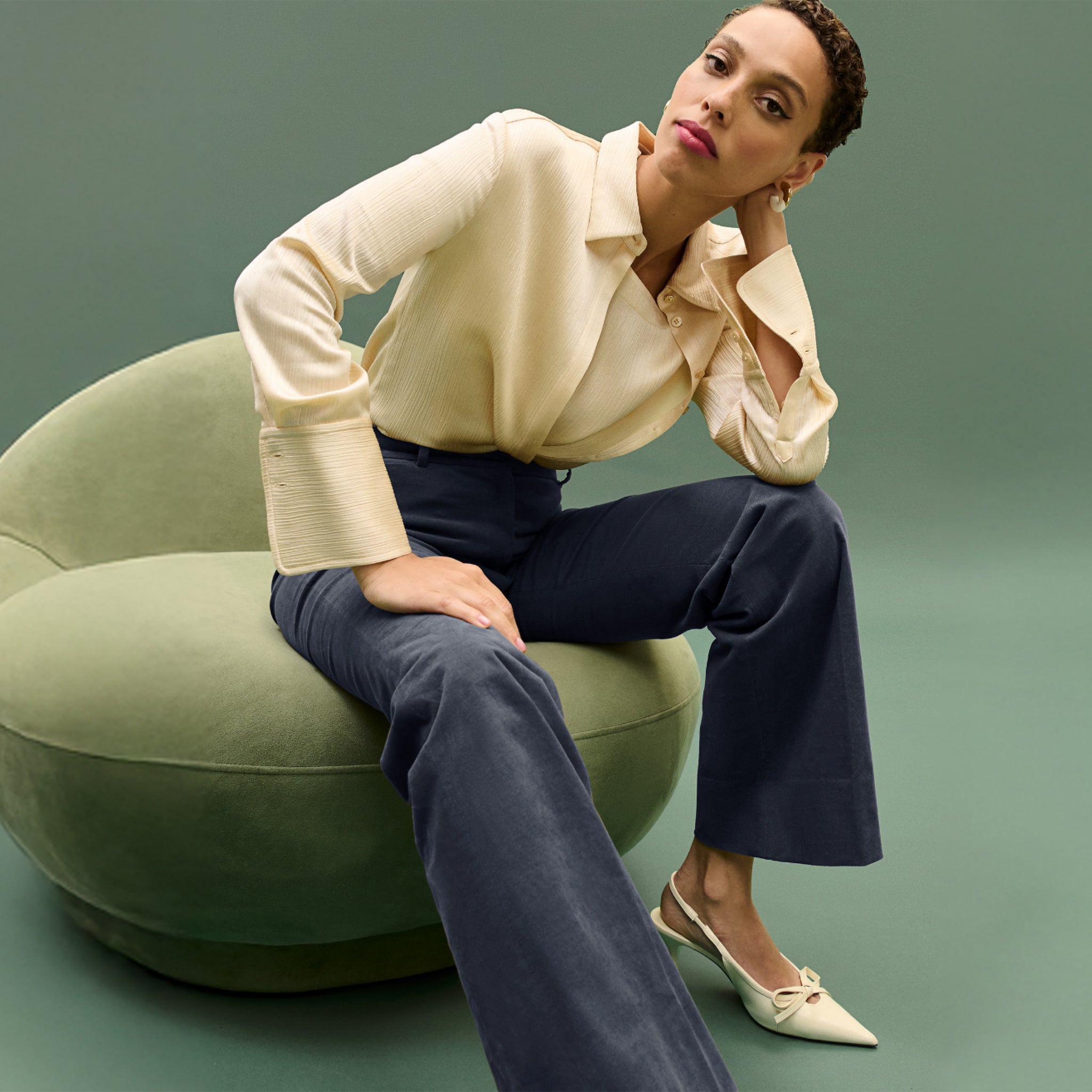 image of a woman wearing the tatum top