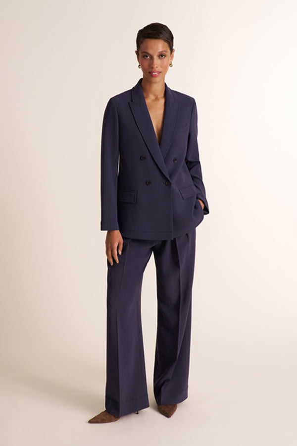 dress suit for women Custom Navy Three-Piece The rich cherry red hue adds vibrancy Business Suit for Women Peak