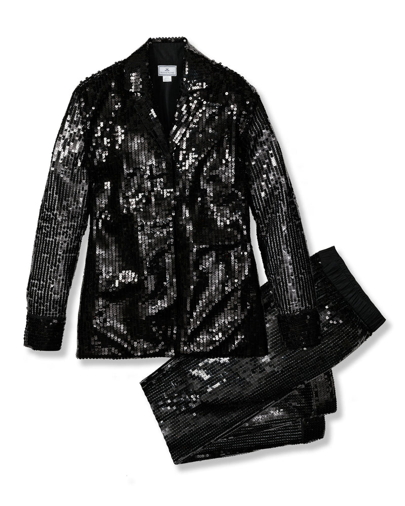 Petite Plume Pajama Set in Black Sequins