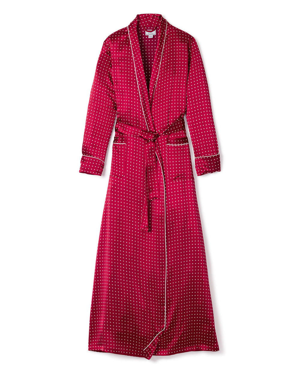 Red polka dot robe on a white background