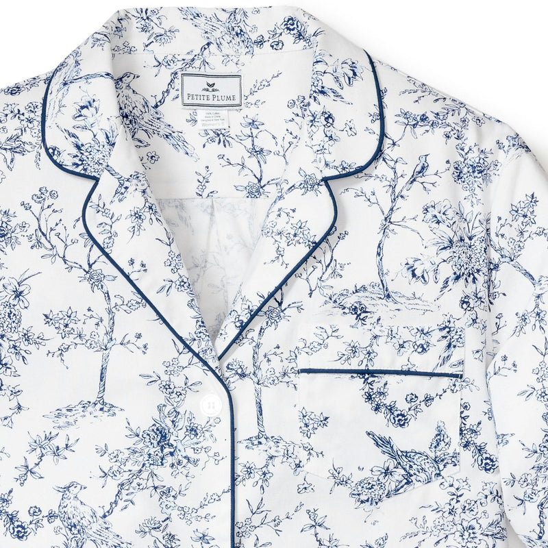 Petite Plume Twill Long Sleeve Short Set in Timeless Toile