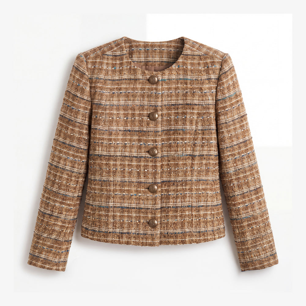Aniya Crop Jacket - Artisan Weave :: Wheat Multi