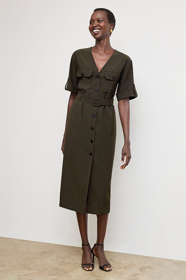 Artemis Travel Dress - OrigamiTech :: Olive – M.M.LaFleur