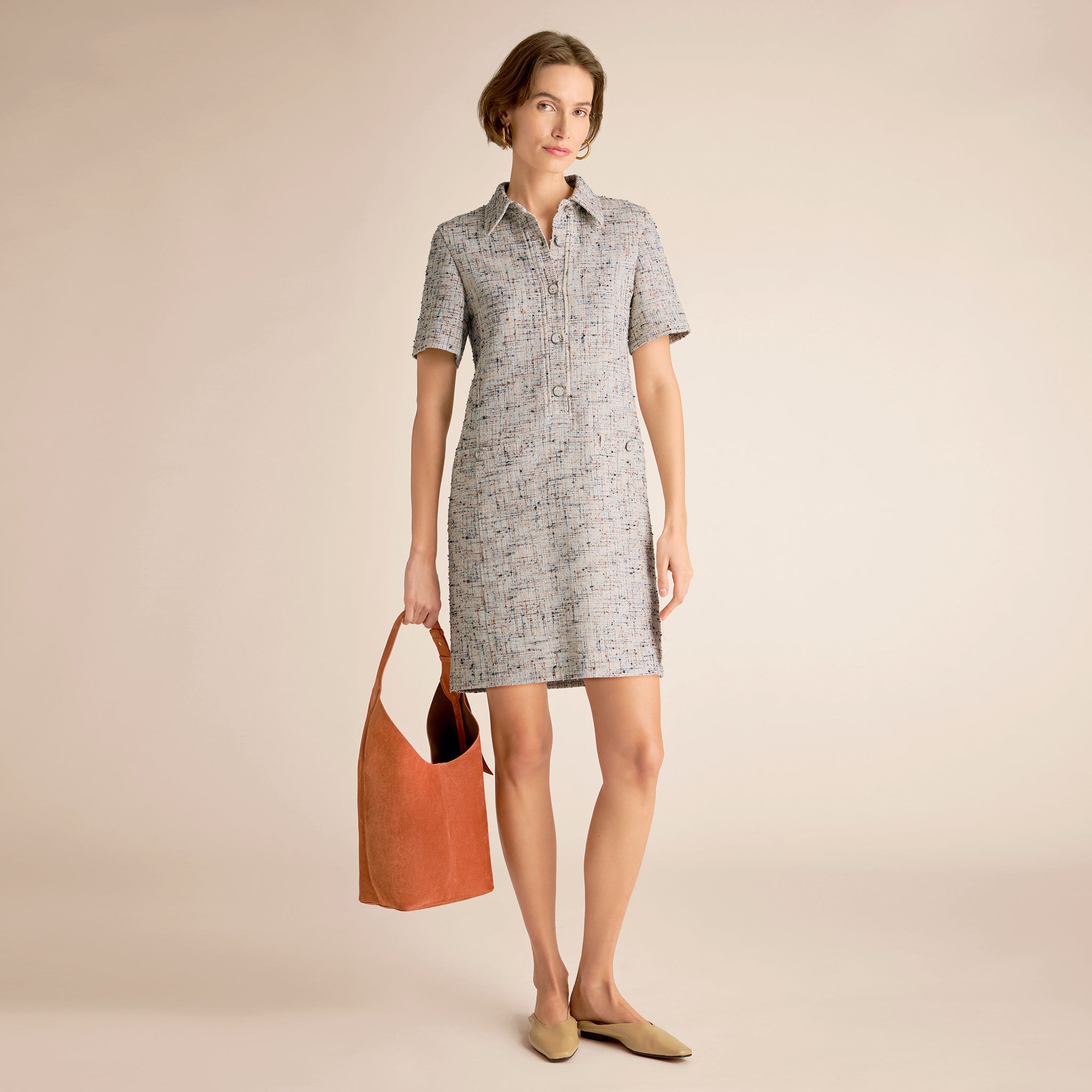 Asia Shirt Dress - Confetti Slub :: Ivory/Blue Multi, XS Asia Shirt Dress - Confetti Slub :: Ivory/Blue Multi, XS