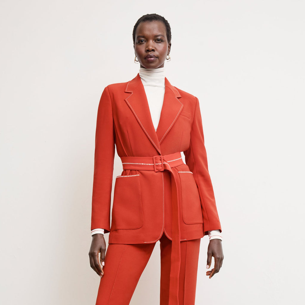 Athena Jetset Blazer - Everyday Crepe with Topstitch :: Ginger