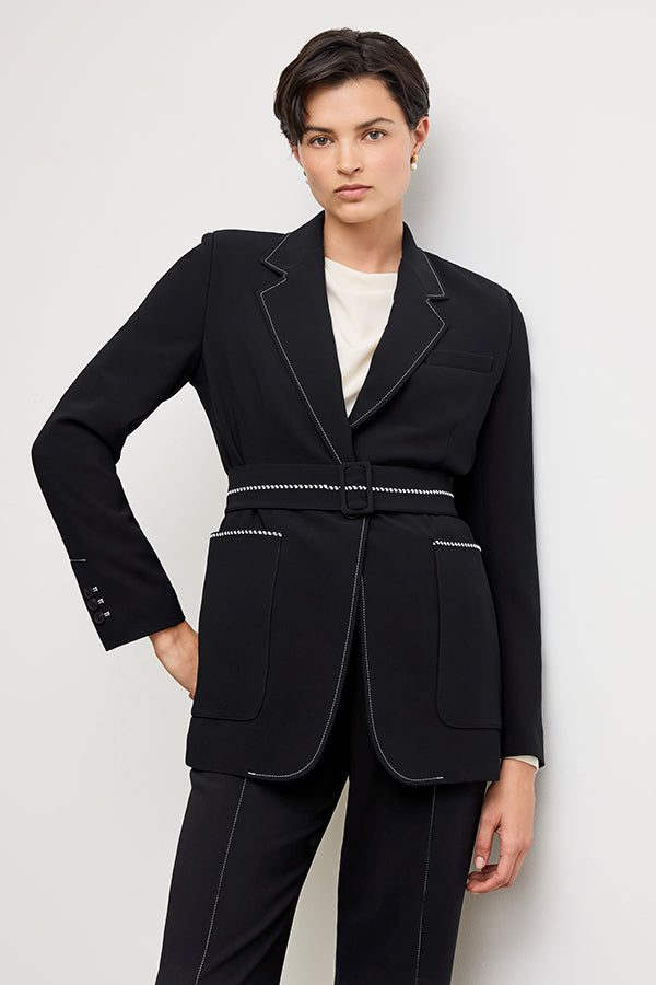Athena Jetset Blazer - Everyday Crepe with Topstitch :: Black