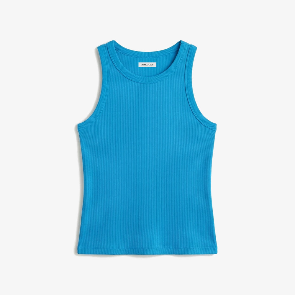 Blue tank top on a white background