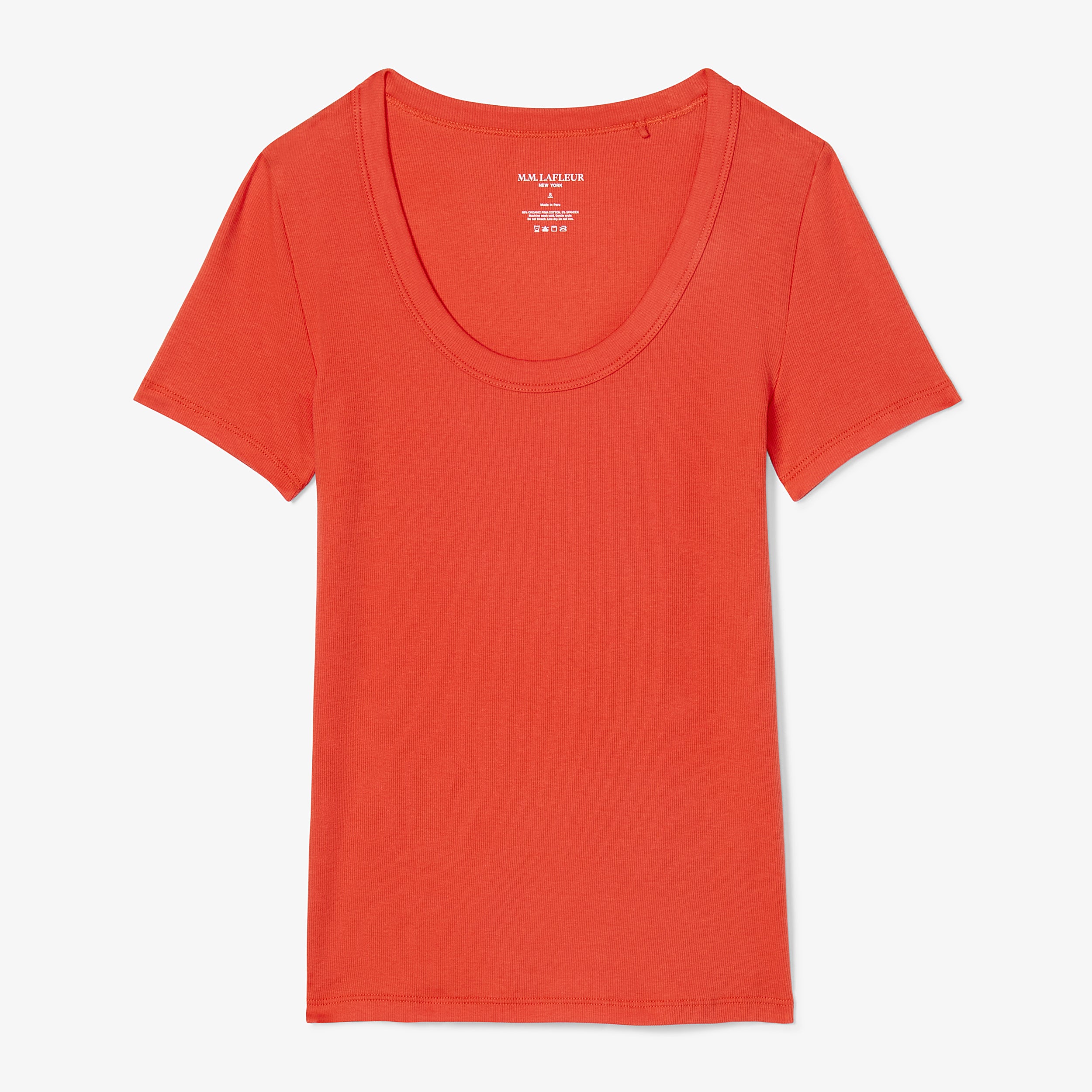 Avi Scoopneck T-Shirt - Organic Ribbed Pima Cotton :: Beige Melange